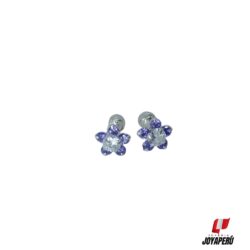 Aretes Flor con 5 pétalos lila punto blanco
