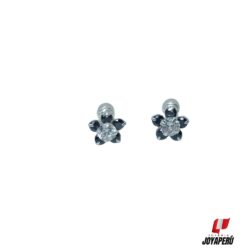 Aretes Flor con 5 pétalos negro punto blanco