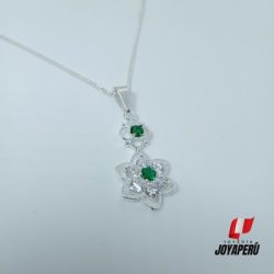 Collar flor color verde plata 950