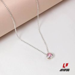 collar plata punto de luz Rosa
