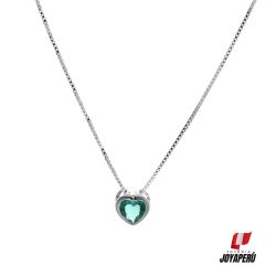 collar plata punto de luz Corazón Verde