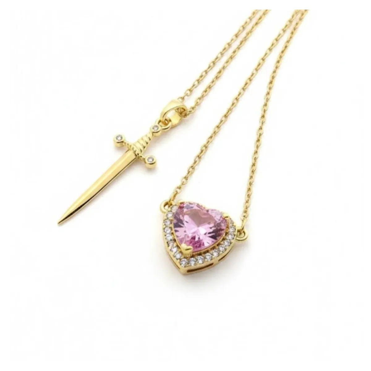 collar parejas cerrazón rosa y espada