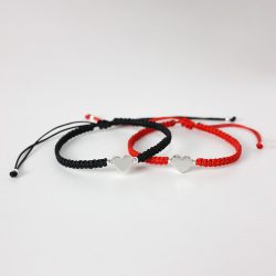 Set Pulseras Tejidas corazón plata 950