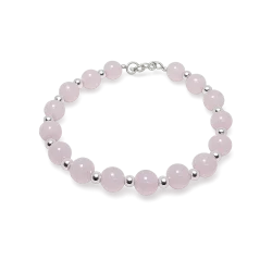 PULSERA CUARZO ROSA 8MM CON PLATA 950 B4