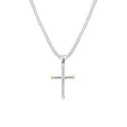 Collar corinto cruz con oro y plata
