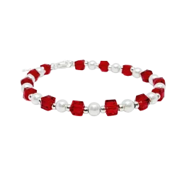 Pulsera de plata con perlas y cristal