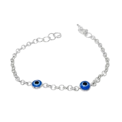 PULSERA ROLON CON 2 OJO TURCO CELESTE