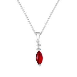 Collar almendra color rojo plata 950