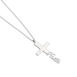 Collar Cruz con nombre personalizado en plata 950
