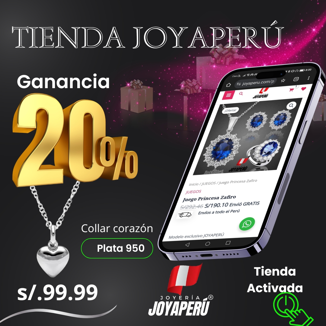 TIENDA JOYAPERÚ 20% GANANCIAS CON COLLAR CORAZON