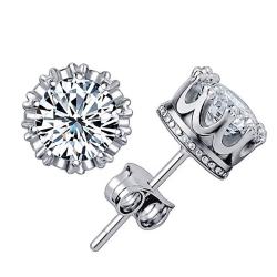 Aretes para hombre tipo corona plata 950