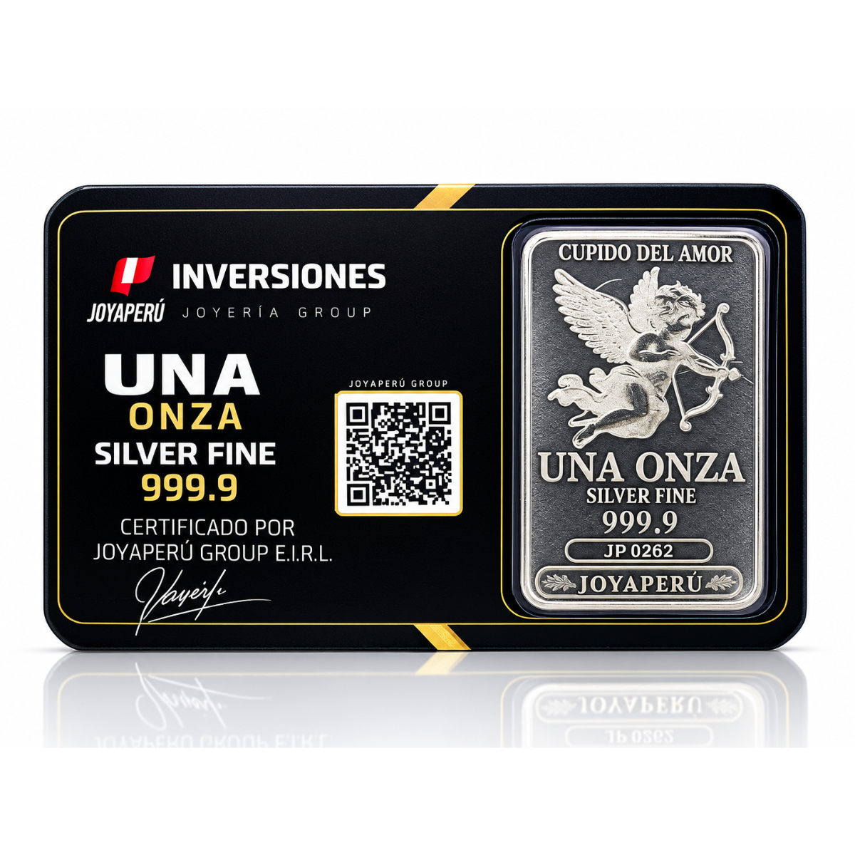 BARRA DE UNA ONZA PLATA 999.9 CUPIDO DEL AMOR