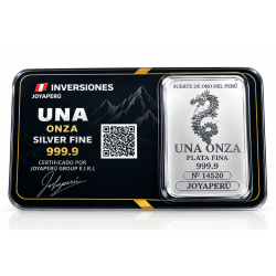 BARRA DE UNA ONZA PLATA 999.9 DRAGON CHINO
