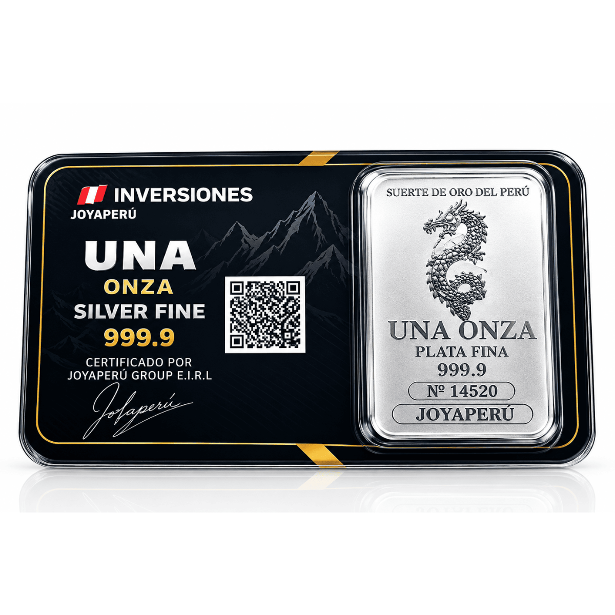 BARRA DE UNA ONZA PLATA 999.9 DRAGON CHINO